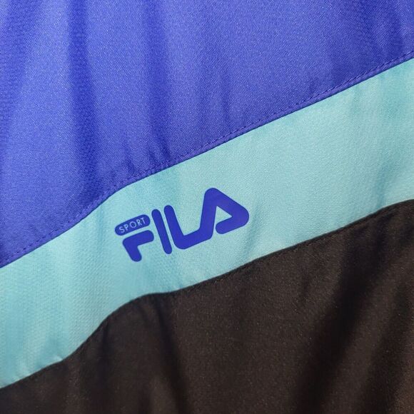 Fila Sport Live in Motion Woman's Large Blue Black Hoodie Windbreaker Full Zip - Picture 10 of 12